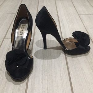Badgley Mischka Randall Black Satin Heels 8
